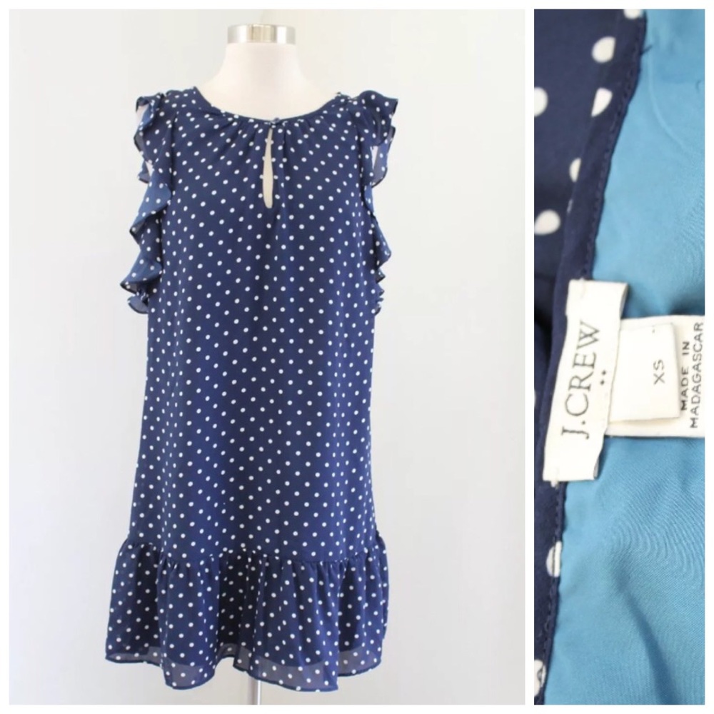 J Crew Polka Dot Flutter Sleeve Shift Dress